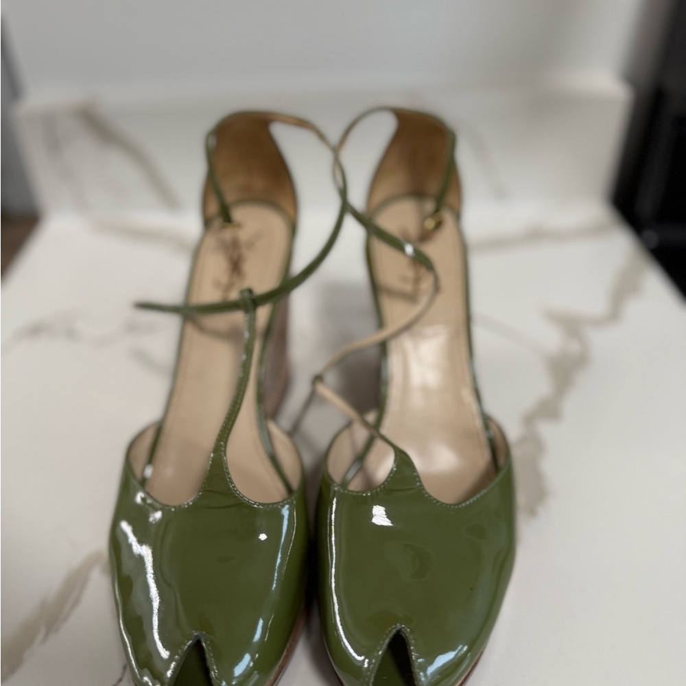 Green Patent Leather Women Shoes